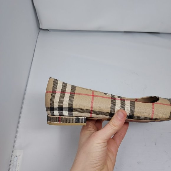 Burberry Joy Vintage Check Archive Beige Ballerina Flat Shoes - Picture 5 of 12